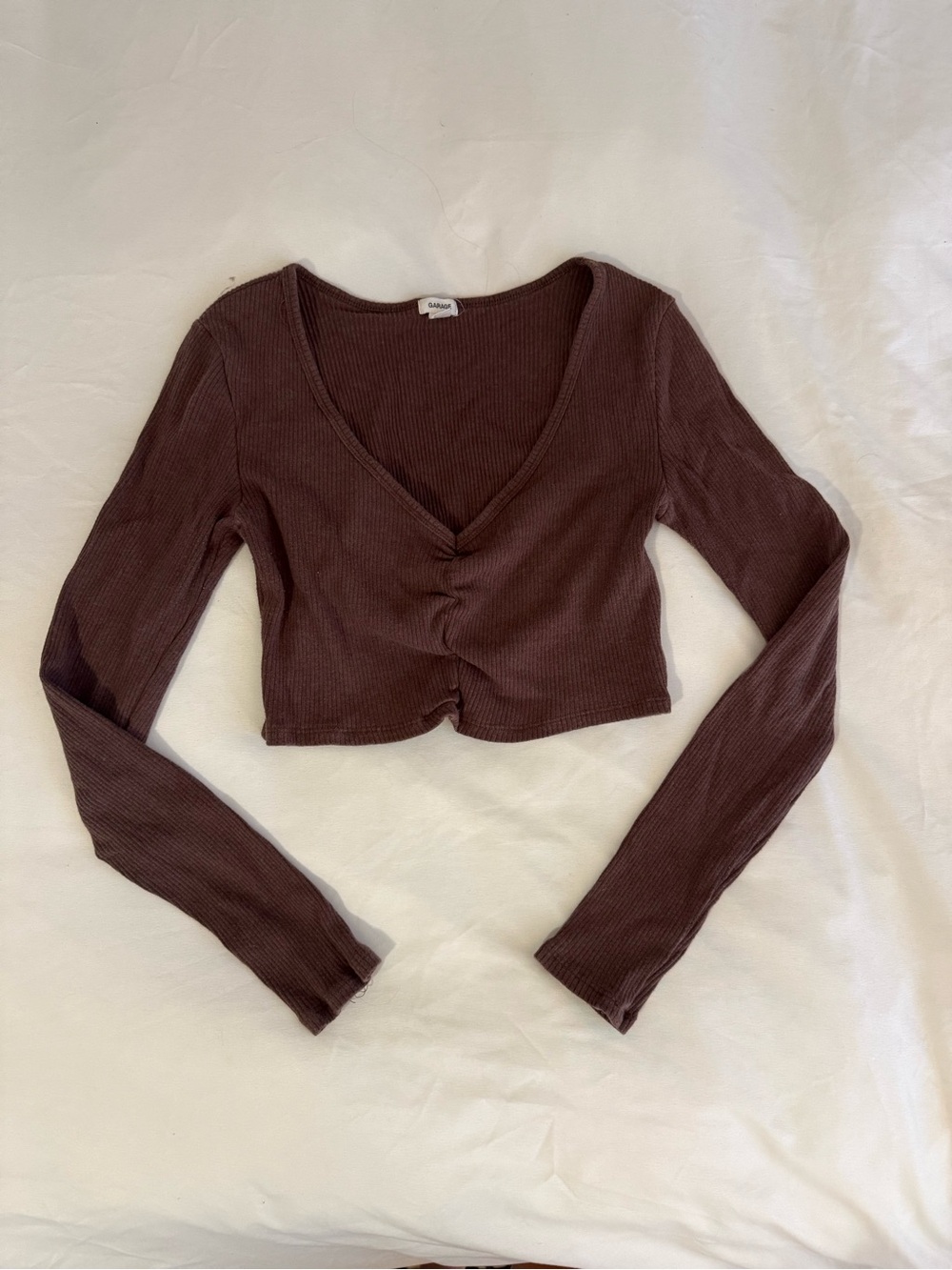 Small Garage Brown Cropped Long Sleeve